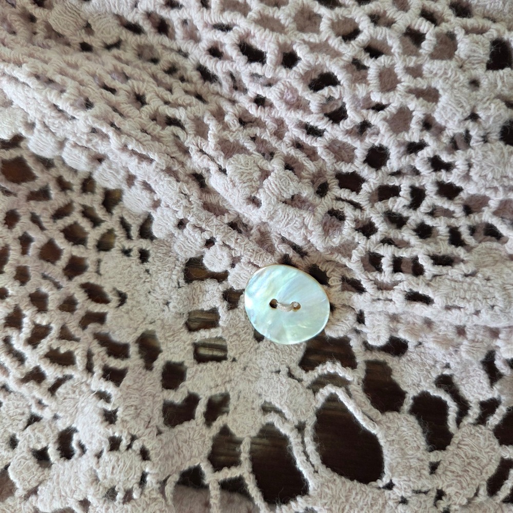 Pink Crochet Knit‎ Shrug Bohemian Cottagecore style Rabbit Rabbit Rabbit XL - Picture 5 of 11